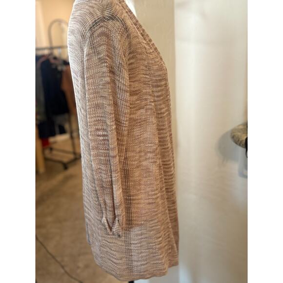 DKNY Open Front Lightweight Beige Cardigan Sweater Size M 4-10 - Picture 5 of 5